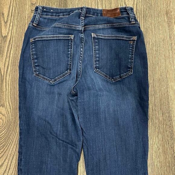 Madewell Curvy High-Rise Skinny Jeans Whiskering Denim Dark Wash Blue Size 26 - Picture 12 of 13
